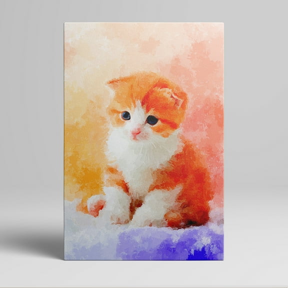 1pc Adorable Orange - and - White Kitten Watercolor - style Framed Decor room hanging Wall Picture Decor for Home Gifts, living room, bathroom, bedroom, kitchen wall art decor canvas wall art .