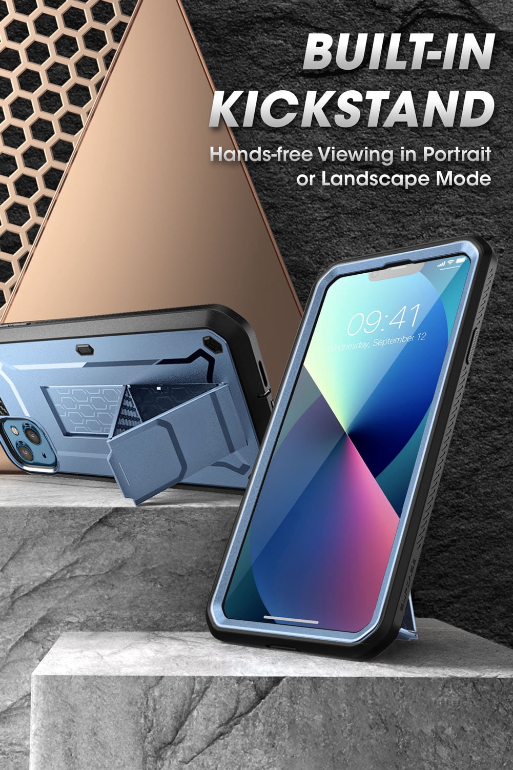 SUPCASE Unicorn Beetle Pro Series Case for iPhone 13 Mini (2021 Release) 5.4 Inch, Built-in Screen Protector Full-Body Rugged Holster Case (Cerulean)
