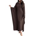 thumbnail image 2 of Vestido Islámico Elegante de Color Liso con Mangas Murciélago para Mujer. Café M, 2 of 7