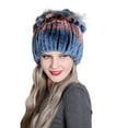 thumbnail image 1 of Contrast Color Furry Hat for Women  Winter Beanie with Patchwork, 1 of 4