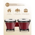 thumbnail image 2 of Eastar Bongo Drums 6” and 7” Congas Drums for Kids Adults Beginners Professional Wood Percussion Instrument with Bag and Tuning Wrench, Red, 2 of 9