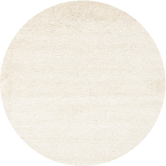 Ahgly Company Indoor Round Contemporary Soft Ivory Beige Solid Area Rugs, 6' Round