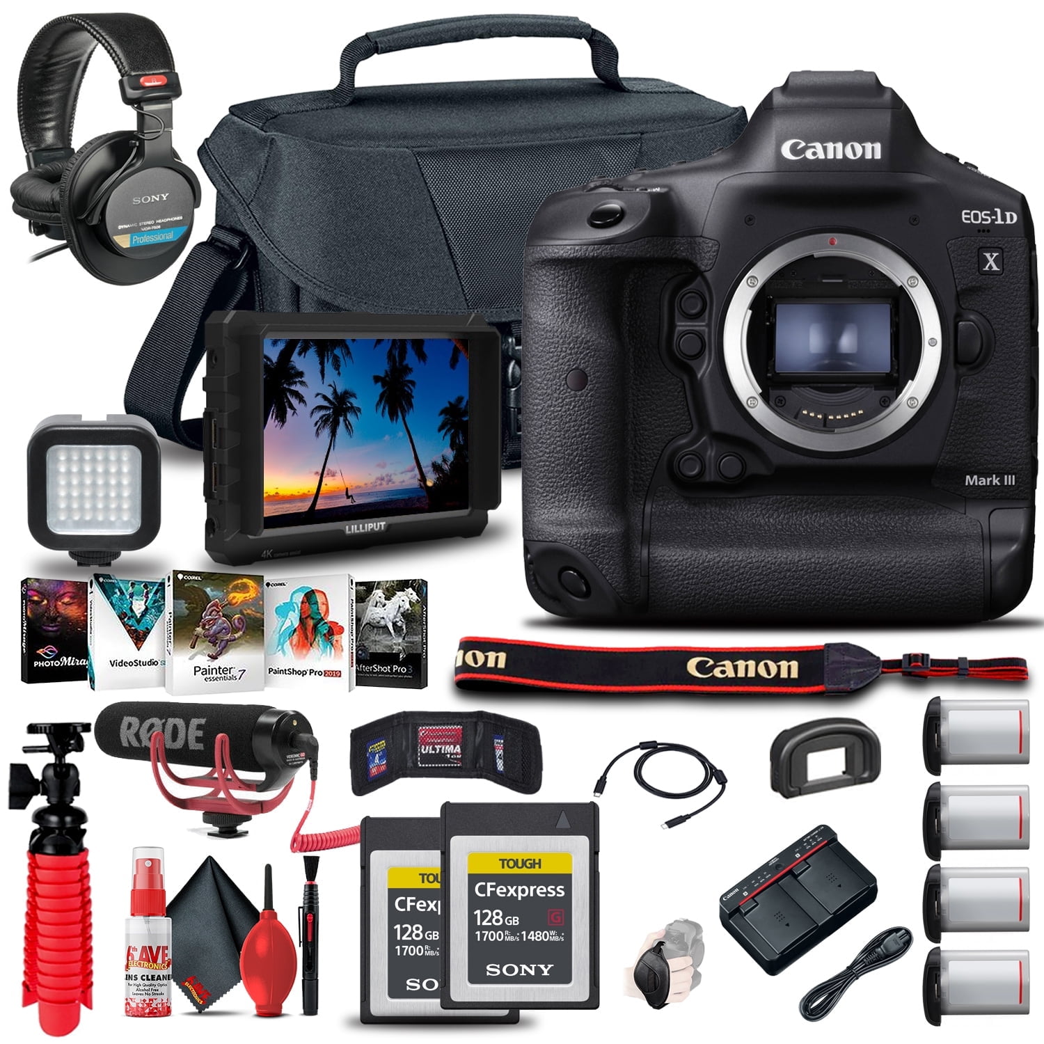 Canon EOS-1D X Mark III DSLR Camera (Body Only) (3829C002) + 4K Monitor + More (International Version)