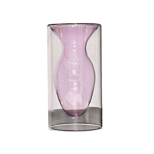 (Style 2 pink) Double-layer Aromatherapy Bottle Nordic Flower Arrangement Glass Vase