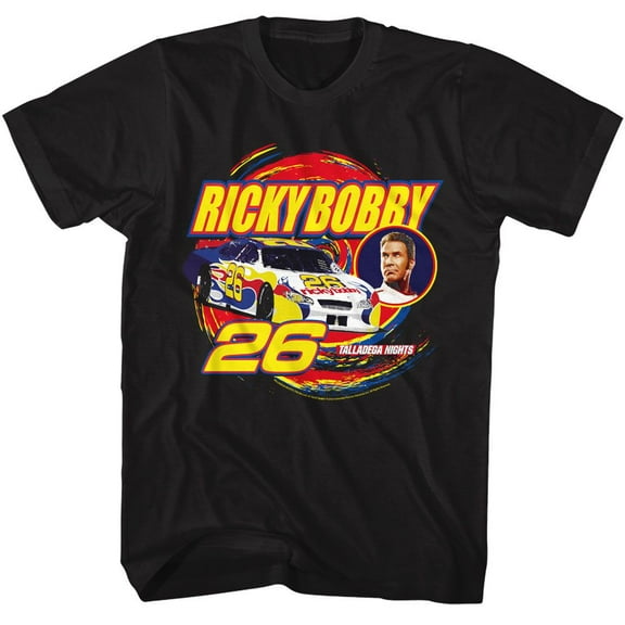 Talladega Nights Ricky Bobby Swirl Black Adult T-Shirt 2Xl
