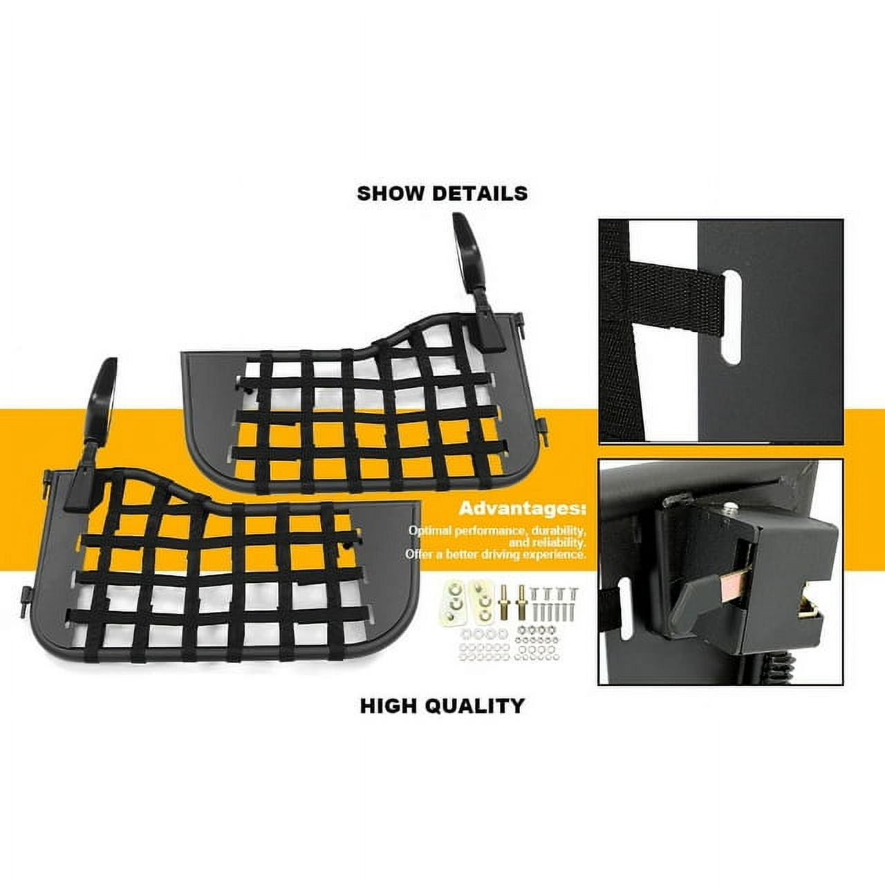 Kojem Pair Tubular Door for 1976-1995 Jeep Wrangler YJ/CJ7 w/Side Mirror Steel Black