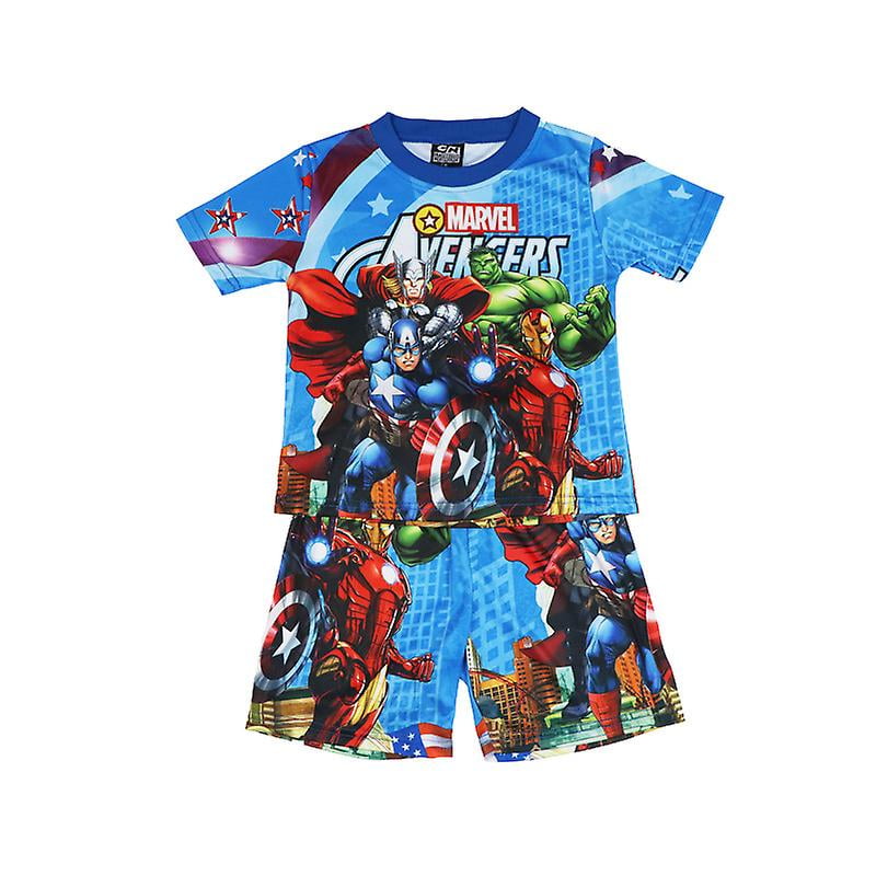 Sebneei Children s Short Sleeve Pajamas Set Superhero Series Hulk Thor Sleepwear For Boys Loungewear Blue 6t