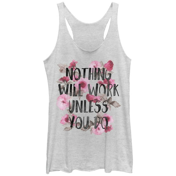 Women's CHIN UP Nothing Will Work Unless You Do  Racerback Tank Top White Heather Small
