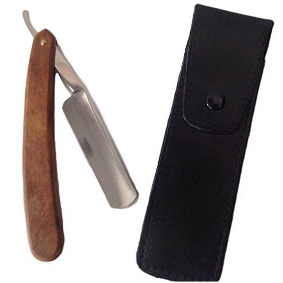 Rose Wood Straight Razor Style Shaver with Free Leather Case