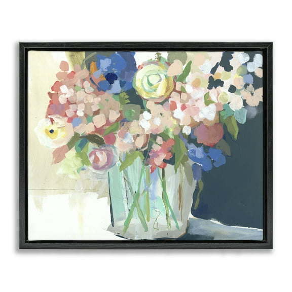 Stupell Industries Impressionist Flower Bouquet Plants & Flowers Painting Black Floater Framed Canvas Art Print Wall Art, 21 x 17