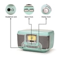 thumbnail image 4 of Crosley CR612B-AB Corsair Radio AM/FM Bluetooth de mesa con reproductor de CD y reloj despertador dual, azul aguamarina, 4 of 5