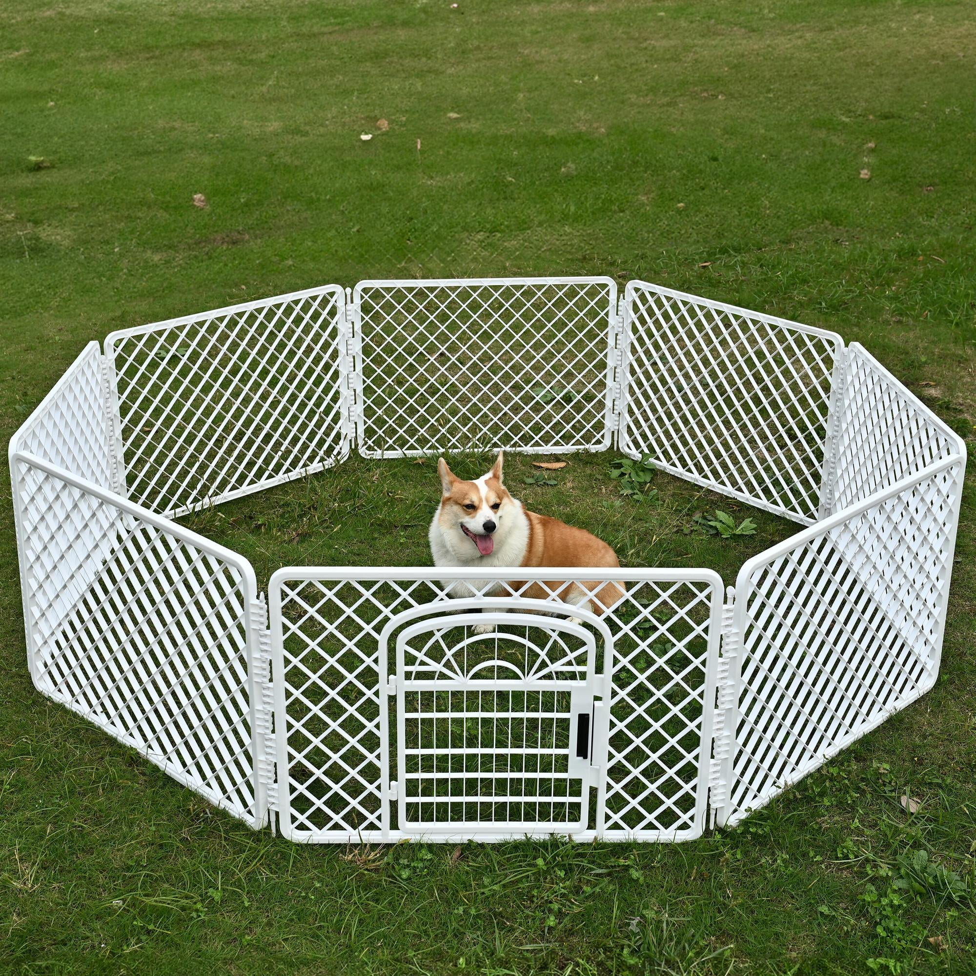 Vibrant Life 8-Panel Plastic Playpen for Dogs, White, 24"