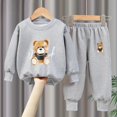 thumbnail image 3 of Afuyipoi Kids Cute Teddy Bear Graphic Sweatshirt and Matching Joggers Outfit Set 100% Cotton 0-7Y Dark Gray Size 1T, 3 of 4