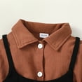 thumbnail image 5 of Kucnuzki Infant Baby Girl Clothes 18 Months Fall Winter Dress 24 Months Long Sleeve Solid Color Button-Up Lapel Shirtdress Vest 2PCS Set Brown, 5 of 7