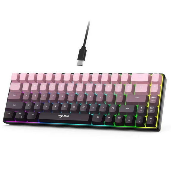 Gaming Keyboard Wired,60% 68 Keys Mini Keyboard Multimedia & Anti-ghosting Keys for Windows Computer Laptop PC Mac Gamer,Pink and Black