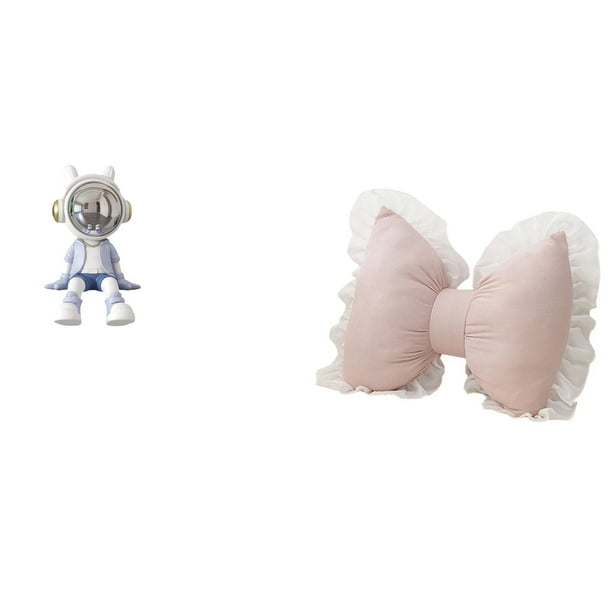 Figura de escritorio,Estante con estatua de astronauta para decoración de oficina y hogar,Cojín con lazo bonito,Almohada con forma de lazo,bonito cojín decorativo con lazo,Funda de almohada