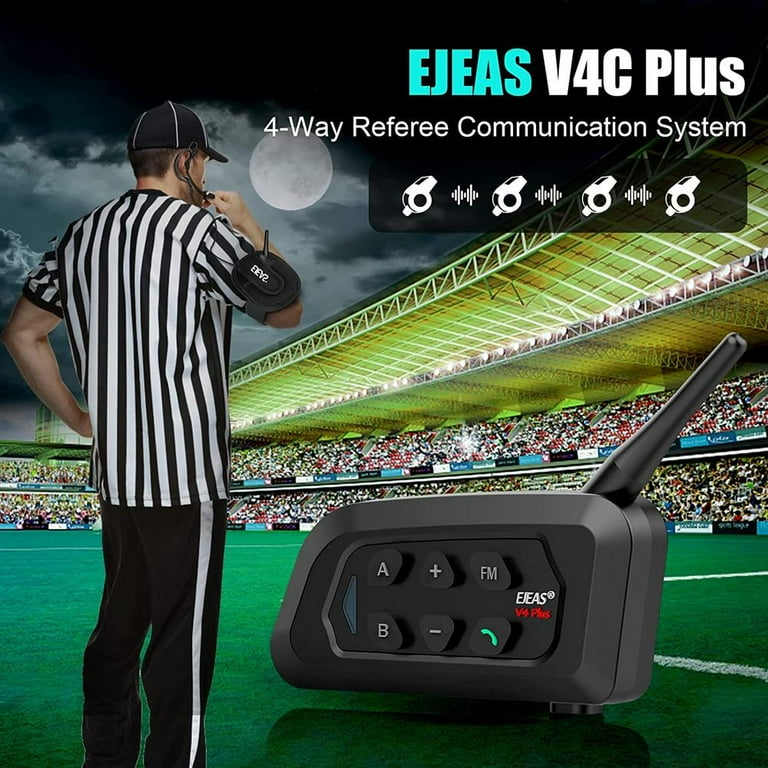 EJEAS V4C Plus Referee Intercom - 4-Way Bluetooth Communication System For Sports