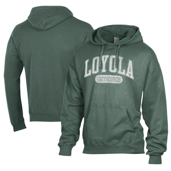 Men's Comfort Wash  Green Loyola Greyhounds Lightweight Fleece Pullover Hoodie