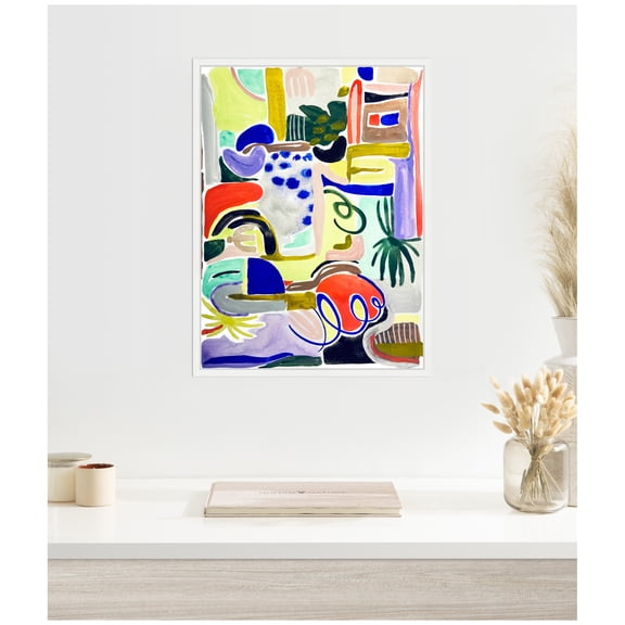 Kate and Laurel Abstract 07 Framed Canvas Wall Art  by Emma Daisy 18 x 24 Sylvie White, Modern Contemporary, Abstract Art for Wall Decor, Living Room Bedroom