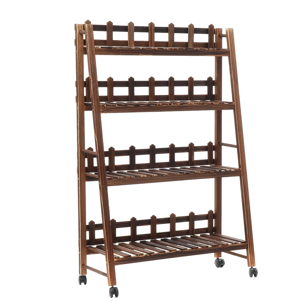 4Tier Wooden Plant Stand Flower Bonsai Display Shelf Holder Multi Wood