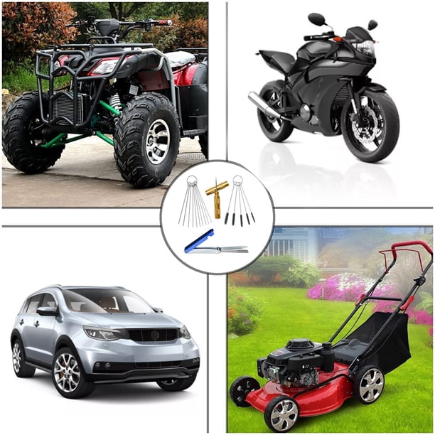 Kit de herramientas de limpieza con chorro de suciedad y carbón para carburador, agujas de limpieza con cepillos para motocicletas, vehículos todo terreno, ciclomotores, sol