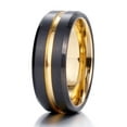 thumbnail image 2 of Wedding Rings Men or Women 8mm Black Yellow Gold Line Tungsten Wedding Band, 2 of 3