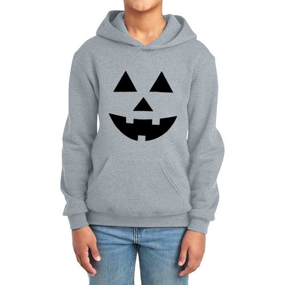 Kids Halloween Pumpkin Face Hoodie – Versatile Fall Pullover Sweatshirt for Kids Aged 1-14 Years, Soft Polyester Casual Outdoor Wear