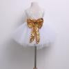 

Caitzr Little Girls TuTu Style Dress Sleeveless Round Neck Hollow Back Big Bow Dress Mesh Multi-Layer Waist