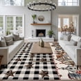 thumbnail image 3 of Black White Large Area Rugs 5x8 ft Buffalo Plaid Country Star Barn Barrel Farmhouse Washable Rug Non Slip Indoor Carpet Absorbent Floor Mat for Living Room Bedroom Dining Room, 3 of 9