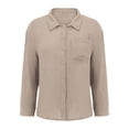 thumbnail image 5 of TTUHYWXI Womens Button Down Shirts Cotton Dress Shirt Long Sleeve Oversized Boyfriend Solid Tunic Tops with Pockets (Khaki, XL), 5 of 6