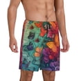 thumbnail image 2 of Wukai Butterfly Flower Cascade Men’s Short Pajama Pants With Pockets Soft Sleep Pj Shorts for Men-4X-Large, 2 of 6