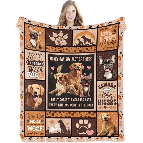 Dog Print Blanket Dog Lover Gifts Funny Dog Themed Blanket Dogs Animal Pattern Throw Blanket Puppy Dog Gifts for Kids Adults Pets Super Soft Plush Warm Cozy Dog Fleece Flannel Blankets 50"x40"