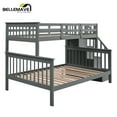 thumbnail image 5 of BELLEMAVE Twin Over Full Bunk Bed, Bunk Bed with 4-Step Stairs, Full-Length Guardrail, Footboard and Headboard, Convertible into 2 Beds, Storage Bunk Bed(Gray), 5 of 13