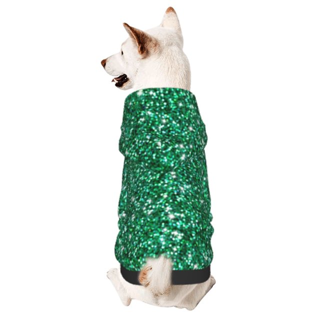 Fotbe Green Glitter Sudadera con Estampado para Perros Pequeños – Suéter con Capucha para Mascotas, Tela Suave de Forro Polar con Bolsillo-Small