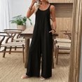 thumbnail image 5 of JULMCOMO Jumpsuits for Women Scoop Neck Adjustable Strap Loose Fit Overalls Sleeveless Wide Leg Casual Summer Jumpsuits with Pockets Black XS, 5 of 7