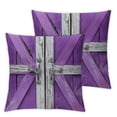 thumbnail image 2 of ARISTURING Purple Old Barn Door Pillow Covers Set of 2,Western Country Decor Wooden Stripes Throw Cushion Covers ,Rustic Splicing Geometry Artwork Room Decor Cushion Cases for Couch and Bed, 2 of 6