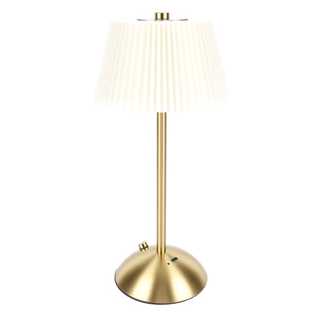 Lámpara De Mesa Plisada, Lámpara De Mesita De Noche Inalámbrica Portátil, Luz De Escritorio Con Pantalla De Tela Recargable Con Puertos USB, Batería De Litio Para Oficina