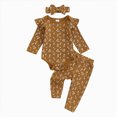 thumbnail image 4 of CAUYDY Infant Girls Bodysuit Set Newborn Girl Long Sleeved Romper Preemie Fall Winter Clothes Baby Outfit 3 6 9 Months 1T 2T Sizes 9-12 Months,Brown, 4 of 4