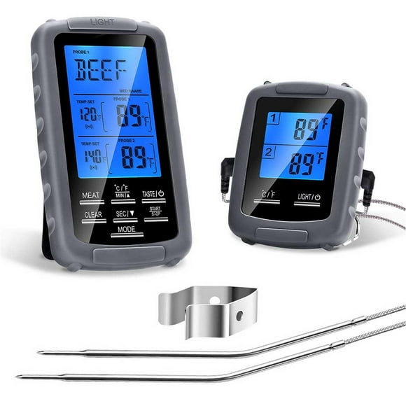 Fdit Wireless Digital Meat Grill Temperature Gauge Monitors Double Probe BBQ