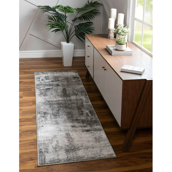 Rugs.com Monte Carlo Collection Rug – 2' x 13' Runner Dark Gray Medium Rug Perfect For Living Rooms, Large Dining Rooms, Open Floorplans