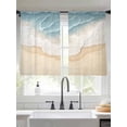 thumbnail image 2 of Abstract Blue Sheer Curtains for Living Room Bedroom, Light-filtering Sheer Curtain, Beige Ombre Beach Ocean Wave Watercolor LigRod Pocket Voile Window Treatment Drapes, 52’’Wx54’’L, 2 Panels Set, 2 of 7