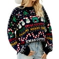 thumbnail image 1 of Suéter Navideño de Larga con Cuello Redondo y Estampado de Copos de Nieve para Mujer, de Talla Grande, Tejido de Punto Suave Azul Marino L, 1 of 9