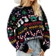thumbnail image 1 of Suéter Navideño de Larga con Cuello Redondo y Estampado de Copos de Nieve para Mujer, de Talla Grande, Tejido de Punto Suave Azul Marino XL, 1 of 9
