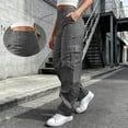 thumbnail image 2 of VBVC Women's Y2K Pull On Cargo Pants , Loose Wide Leg Trousers For Women , Ladies' Elastic Waist Utility Pants with Pockets, Dark Gray , S-2XL, 2 of 6