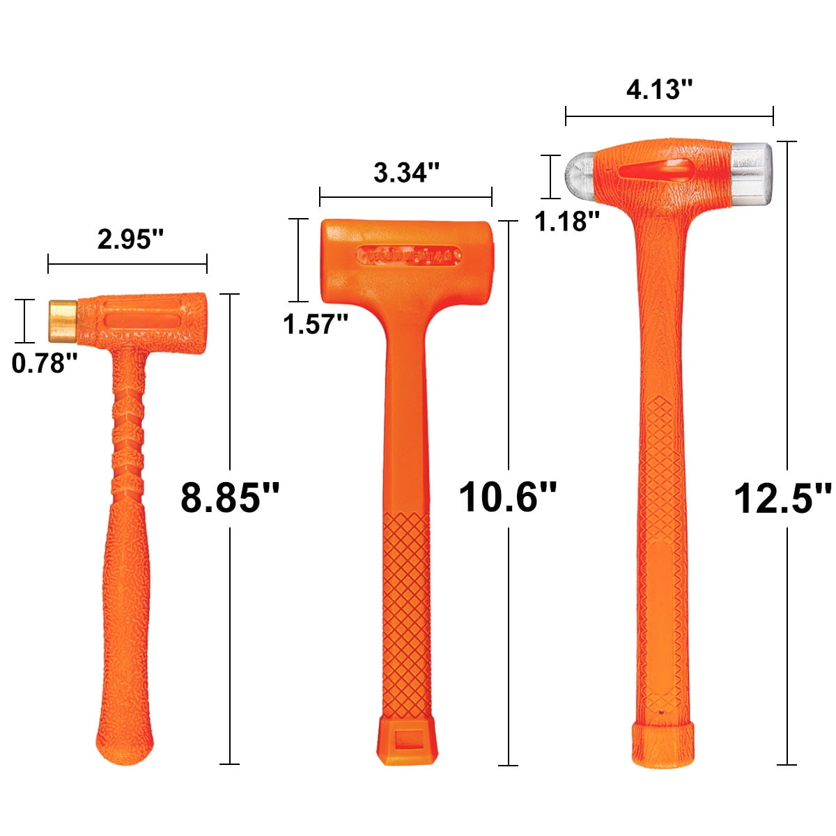 XtremepowerUS 3PC Dead Blow Hammer Set, Brass Hammer, Ball-Peen Hammer, Dead Blow Hammer, Non-Slip Grip, Spark & Rebound Resistant