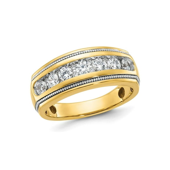 Mens 1.00 Carat (Ctw H-I, I1-I2) Diamond Milgrain Band Ring in 14K Yellow Gold (Size 10) for Men