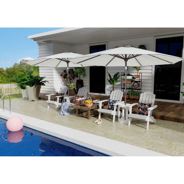 POLYTEAK Outdoor Patio Umbrella, UV Fade Resistant Umbrella with Easy