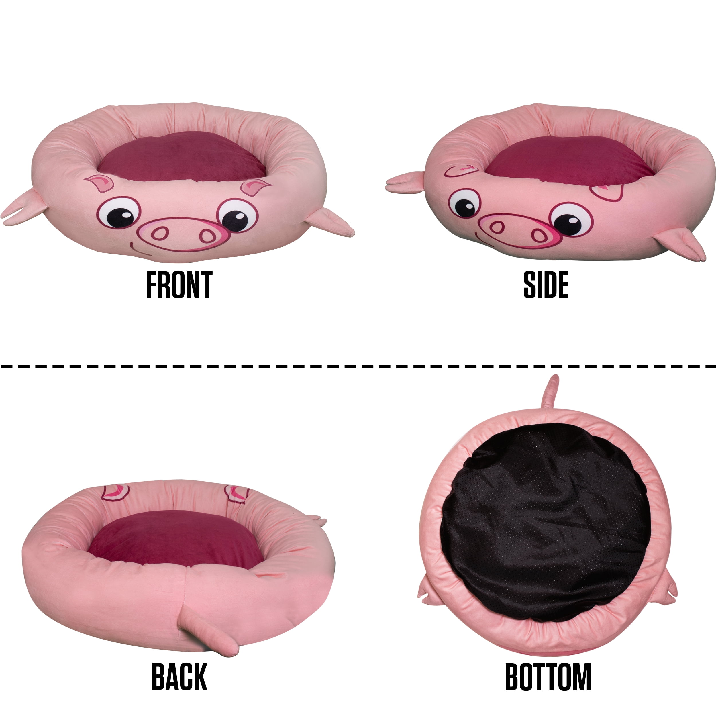 Maccabi Art Pig- Round Bolster Cuddle Pet Bed for Dogs, Cats - Medium 24"
