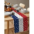 thumbnail image 3 of Red Blue Stars 4th of July Burlap Cotton Table Runner 13x90 Inches Long, Independence Day Retro Farmhouse Table Runners, Outdoor Dining Tablecloths Decor for Baby Shower/Party/Wedding, 3 of 6