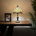 thumbnail image 2 of Tiffany Mini Table Lamp Beige Stained Glass Crystal Beans LED Bulb Included Pull Chain Switch for Living Room Dining Room Bedroom Bedside 15"H, 2 of 6